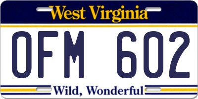 WV license plate OFM602