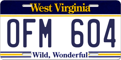 WV license plate OFM604