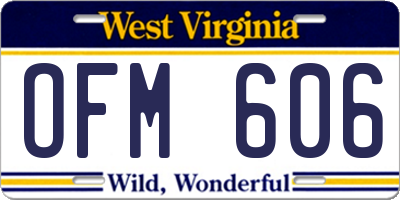 WV license plate OFM606