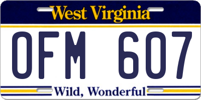 WV license plate OFM607