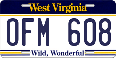 WV license plate OFM608