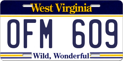 WV license plate OFM609