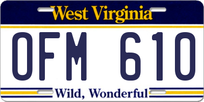 WV license plate OFM610