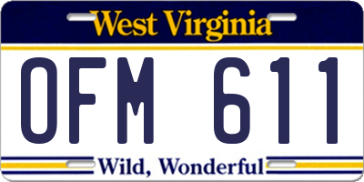 WV license plate OFM611