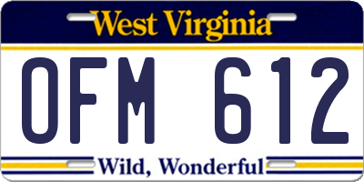 WV license plate OFM612