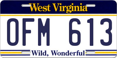 WV license plate OFM613