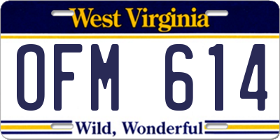WV license plate OFM614