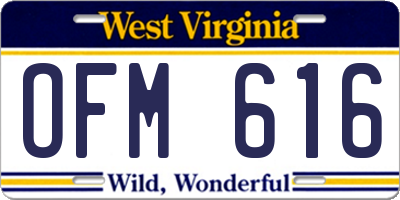 WV license plate OFM616