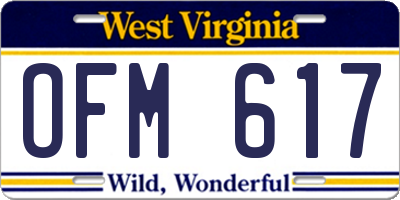 WV license plate OFM617