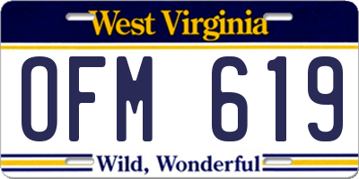 WV license plate OFM619