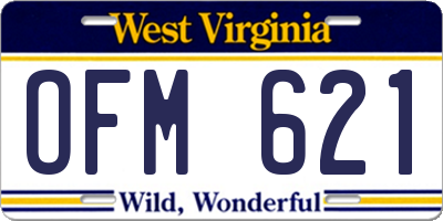 WV license plate OFM621