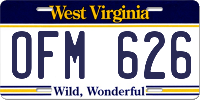 WV license plate OFM626