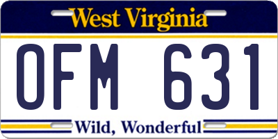 WV license plate OFM631