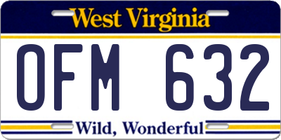 WV license plate OFM632
