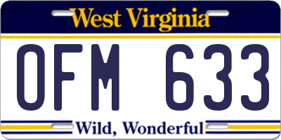 WV license plate OFM633