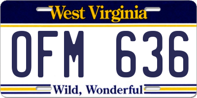 WV license plate OFM636