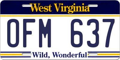 WV license plate OFM637