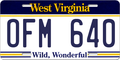 WV license plate OFM640