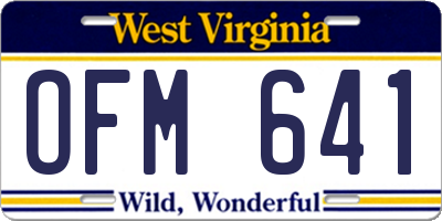 WV license plate OFM641