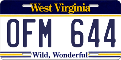 WV license plate OFM644