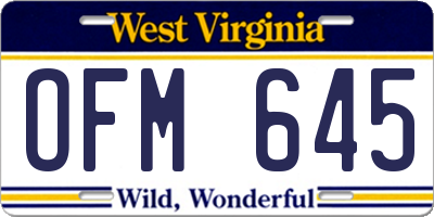 WV license plate OFM645