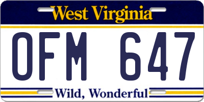 WV license plate OFM647