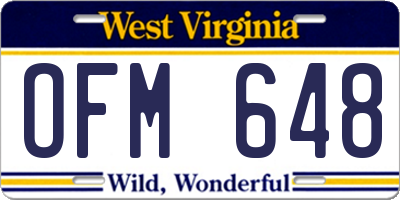 WV license plate OFM648