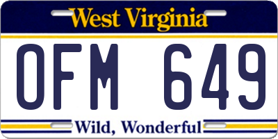 WV license plate OFM649