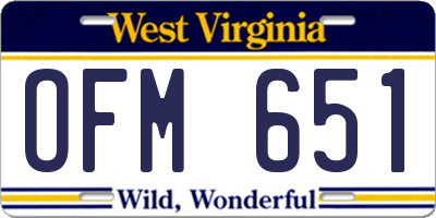 WV license plate OFM651
