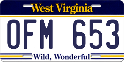 WV license plate OFM653