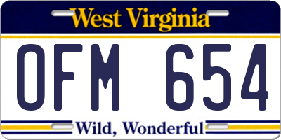 WV license plate OFM654