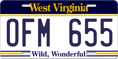 WV license plate OFM655