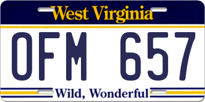 WV license plate OFM657