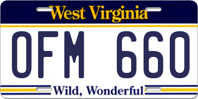 WV license plate OFM660