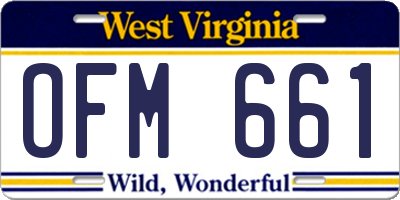 WV license plate OFM661