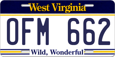 WV license plate OFM662