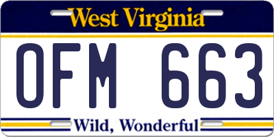 WV license plate OFM663