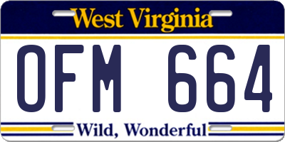 WV license plate OFM664