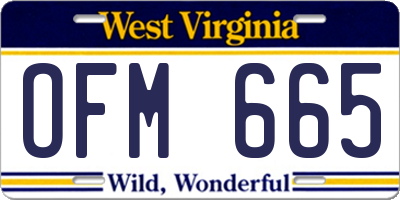 WV license plate OFM665
