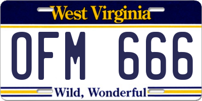 WV license plate OFM666