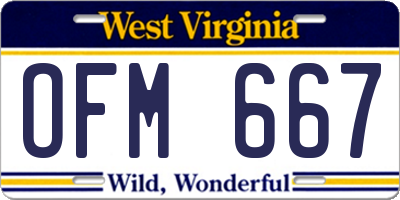 WV license plate OFM667