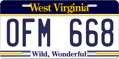 WV license plate OFM668
