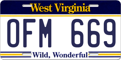 WV license plate OFM669