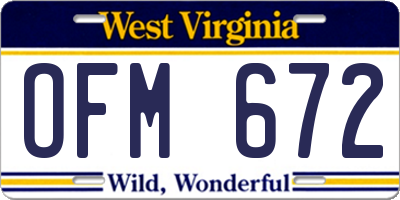 WV license plate OFM672