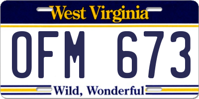 WV license plate OFM673