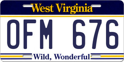 WV license plate OFM676