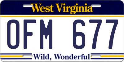 WV license plate OFM677