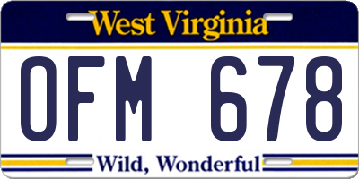 WV license plate OFM678