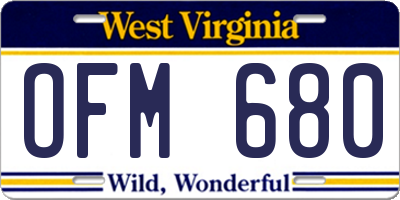 WV license plate OFM680