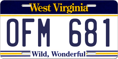 WV license plate OFM681